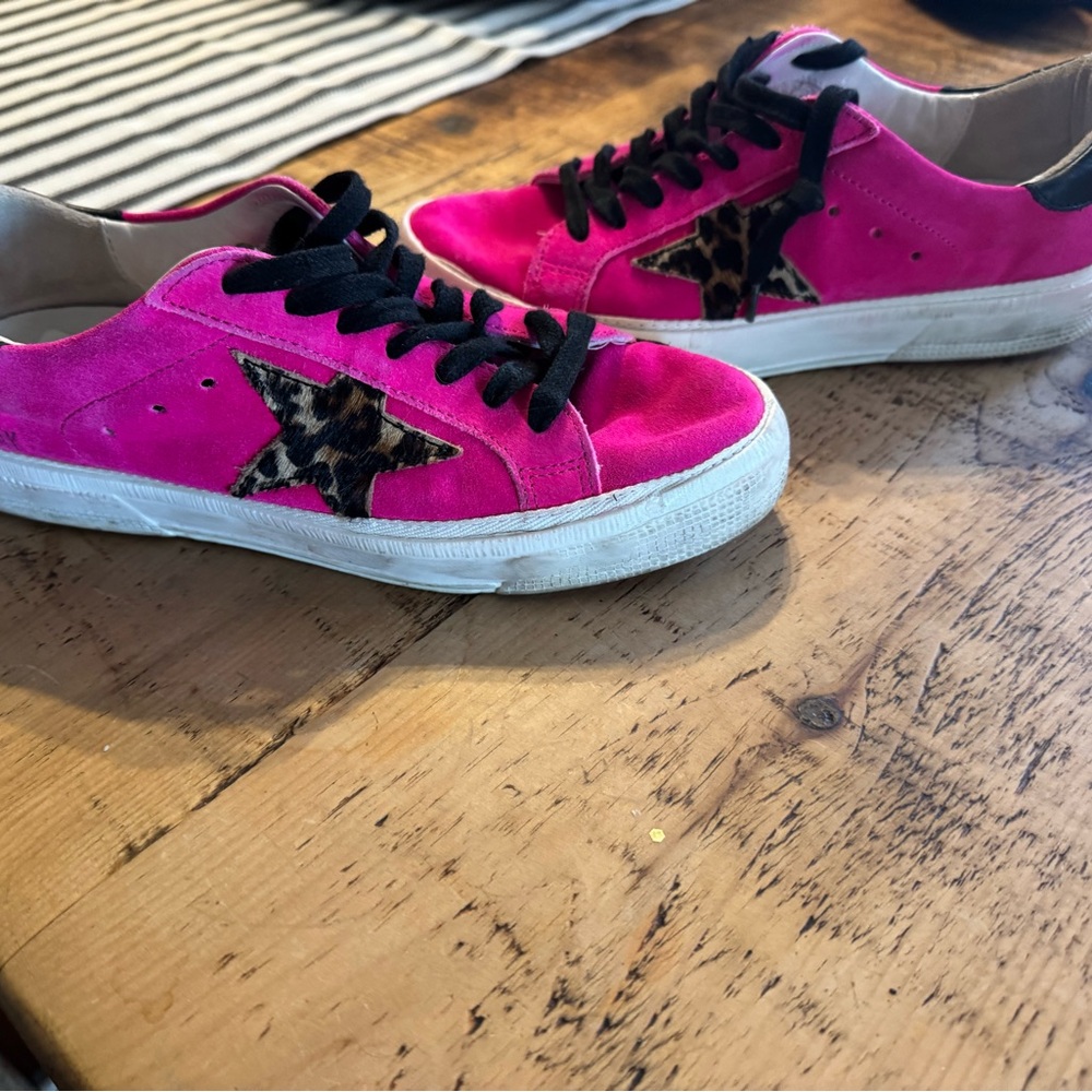 Golden Goose Pink Sneakers with Leopard Star
